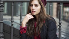 Woman long hair brunettes models