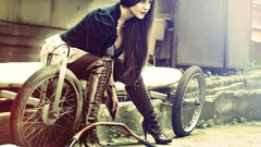 Woman long hair brunettes models