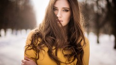 Woman long hair brunettes models