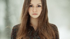 Woman long hair brunettes models upscaled