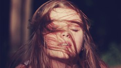 Woman long hair brunettes portraits