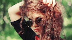 Woman long hair brunettes portraits girls with glasses face 