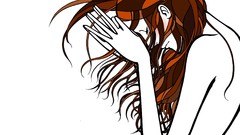 Woman long hair brunettes scans