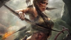 Woman long hair brunettes tomb raider lara croft video games