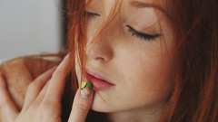 Woman long hair closed eyes redheads Met-Art magazine Michelle H