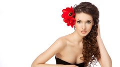 Woman long hair flower