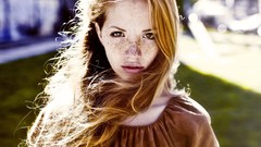 Woman long hair freckles redheads