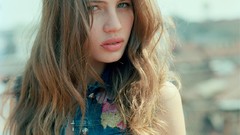 Woman long hair green eyes brunettes models