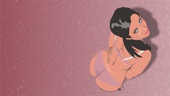 Woman long hair lingerie back view black hair vector art tan 