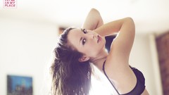 Woman long hair lingerie brunettes black hair underwear Me In 