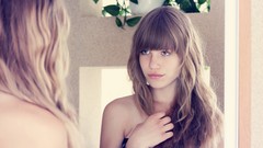 Woman long hair mirrors portraits