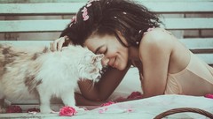 Woman long hair models