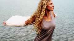 Woman long hair nipples through clothing girls in nature