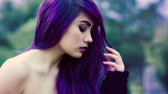 Woman long hair piercings purple hair Lizzie Hornshuh