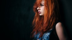 Woman long hair piercings redheads
