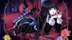 Woman long hair purple