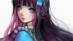 Woman long hair purple