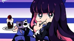 Woman long hair purple