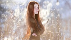 Woman long hair redheads