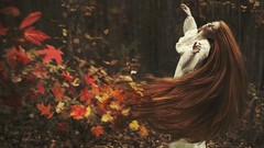 Woman long hair redheads