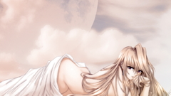 Woman long hair undressing