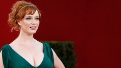 Woman Mad Men red background Actress christina hendricks 