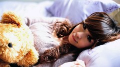 Woman makeup faces asians long hair brunettes