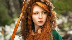 Woman makeup long hair redheads
