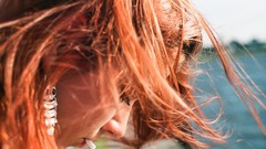 Woman makeup long hair redheads