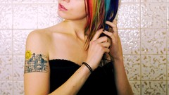 Woman makeup rainbow hair