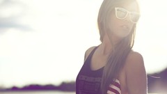 Woman makeup sunglasses sunlight brunettes