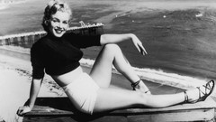 Woman Marilyn Monroe sitting Beaches Actress pinups exposed 
