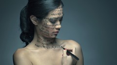 Woman mathematics black hair artistic