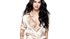 Woman Megan Fox Actress tattoos blue eyes brunettes
