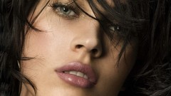 Woman Megan Fox blue eyes black hair