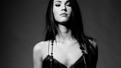 Woman Megan Fox brunettes grayscale