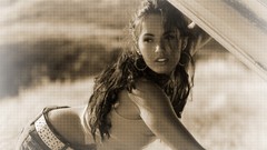 Woman Megan Fox brunettes models grayscale