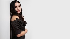 Woman Megan Fox brunettes Simple Background