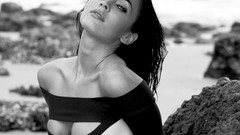 Woman Megan Fox monochrome greyscale