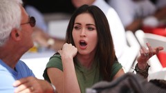 Woman Megan Fox open mouth