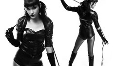 Woman meow boots Leather Jacket leather pants leather shorts