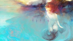 Woman mermaids artwork fantasy art