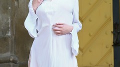 Woman Met-Art magazine stairways