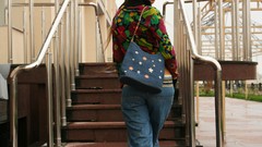 Woman Met-Art magazine stairways