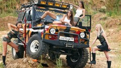 Woman military models 4x4 UAZ girls with cars Russians russian 