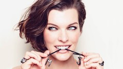 Woman Milla Jovovich models photo shoot