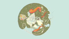 Woman minimalistic fish illustrations