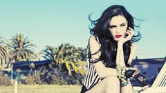 Woman models black hair