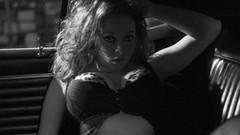 Woman models bra boobs