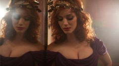 Woman models christina hendricks mirrors redheads cleavage
